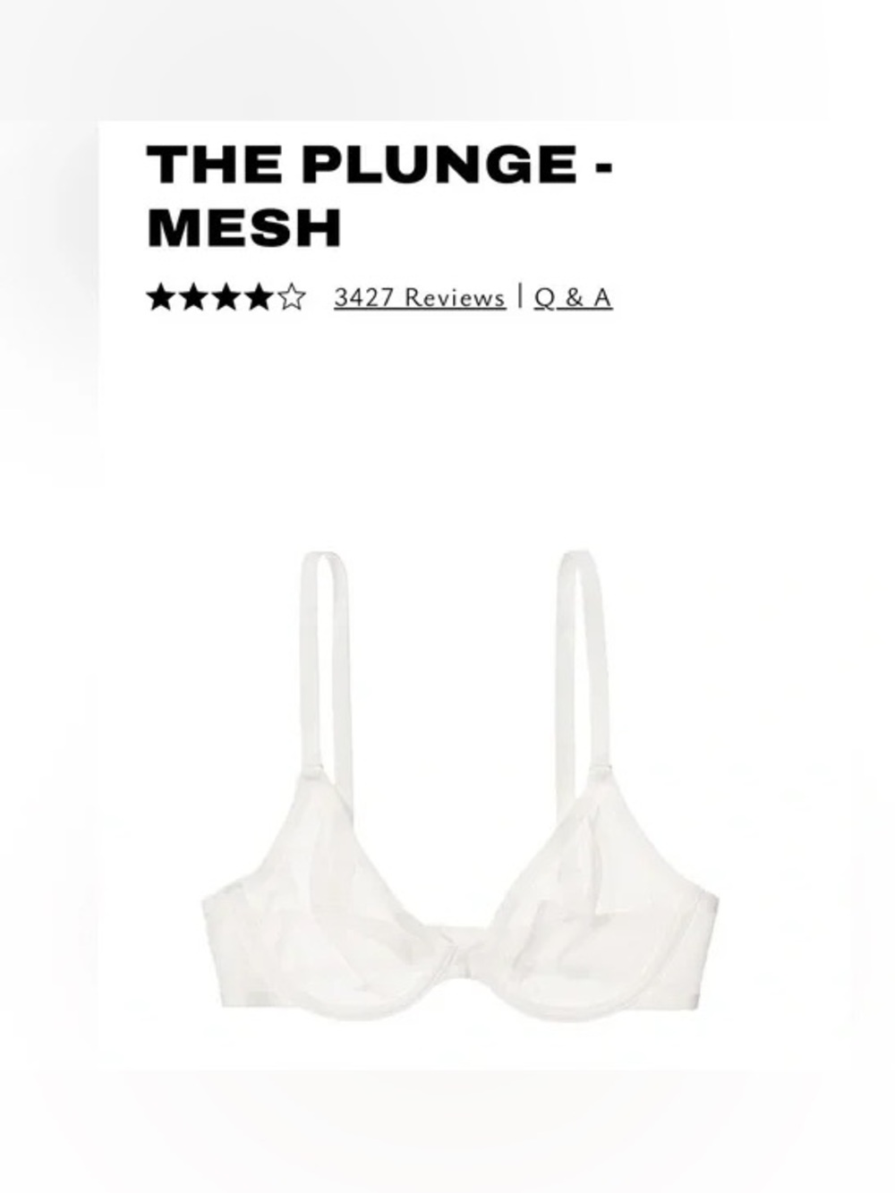 CUUP Ivory Plunge Mesh Bra size 36A